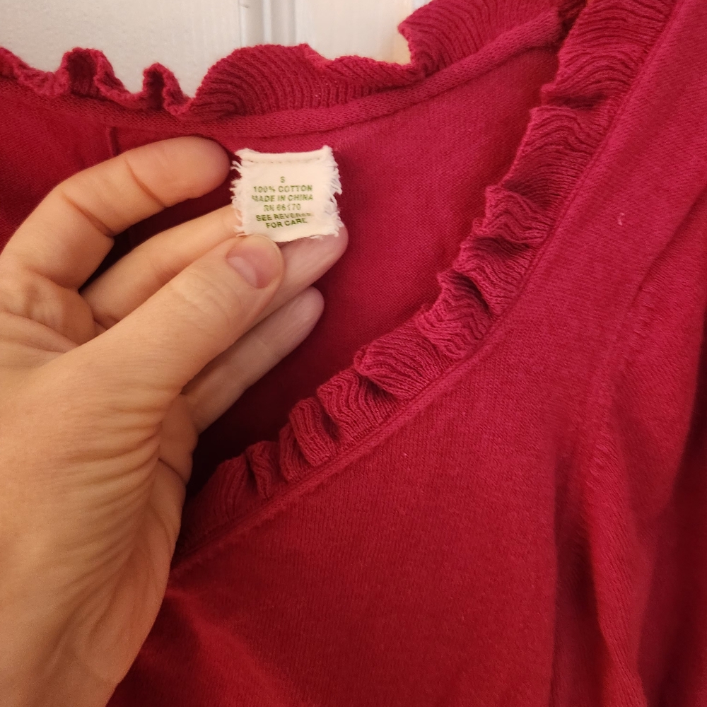 Women's Red Ruffled Top - Picture 3 of 13